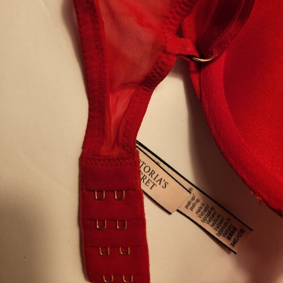 Victoria's Secret Dream Angels Red Lace Underwire Push Up Bra Women Size 34C - Picture 4 of 12